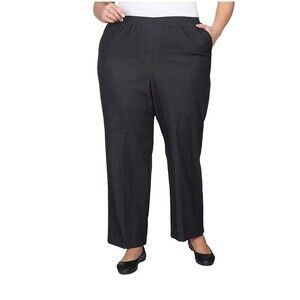 Alfred Dunner Classic Black Denim Pants Women Size 18 Petite Straight Leg Pocket